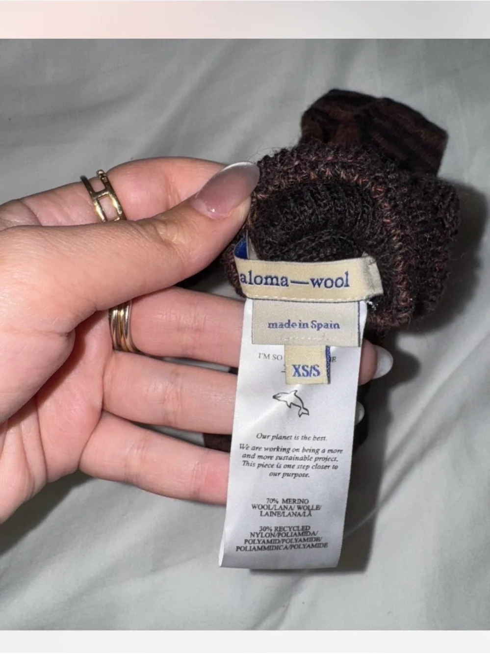 Paloma Wool Long Striped Knit Gloves in Brown and Black